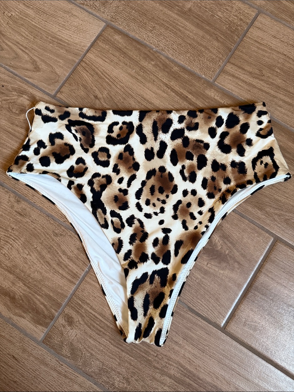 High-Waist Leopard Print Bikini Bottoms - Animal Print Swimwear